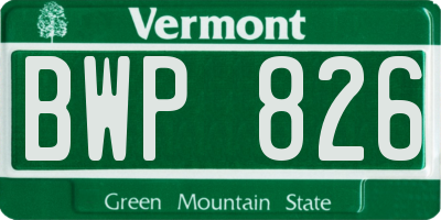 VT license plate BWP826