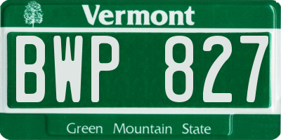VT license plate BWP827