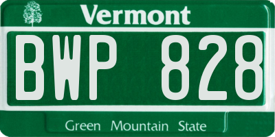 VT license plate BWP828