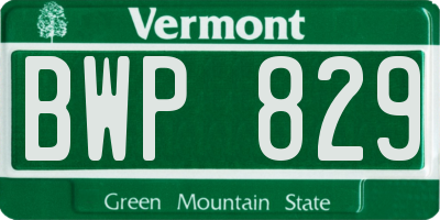 VT license plate BWP829