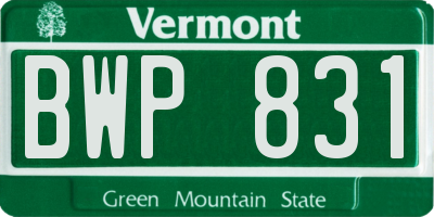 VT license plate BWP831