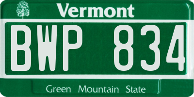VT license plate BWP834
