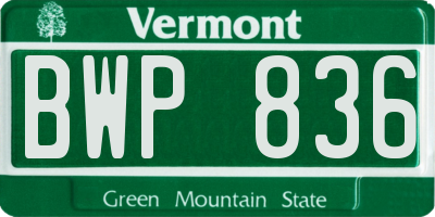 VT license plate BWP836