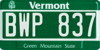 VT license plate BWP837