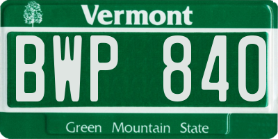 VT license plate BWP840