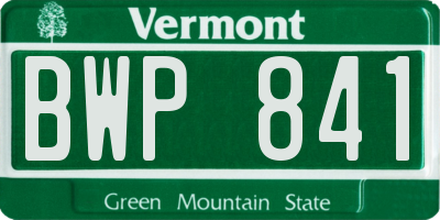 VT license plate BWP841