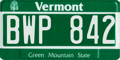 VT license plate BWP842