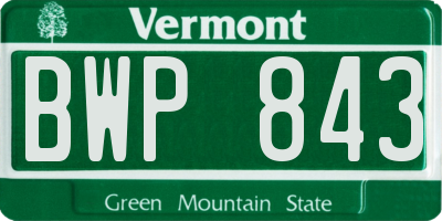 VT license plate BWP843