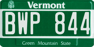 VT license plate BWP844