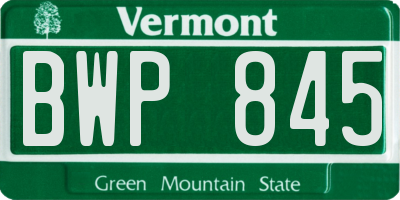 VT license plate BWP845