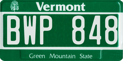 VT license plate BWP848