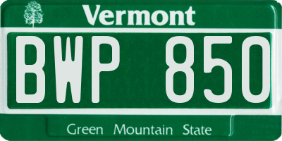 VT license plate BWP850