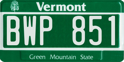 VT license plate BWP851