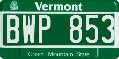 VT license plate BWP853