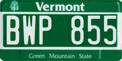 VT license plate BWP855