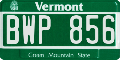 VT license plate BWP856