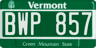 VT license plate BWP857
