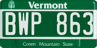 VT license plate BWP863