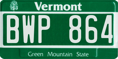 VT license plate BWP864
