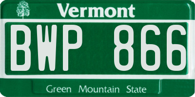 VT license plate BWP866
