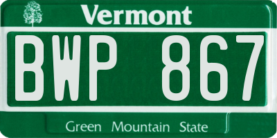 VT license plate BWP867