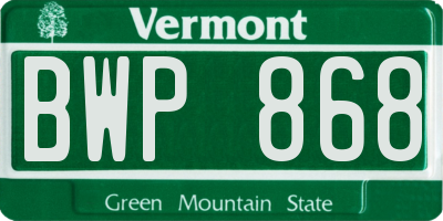 VT license plate BWP868