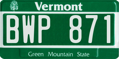 VT license plate BWP871