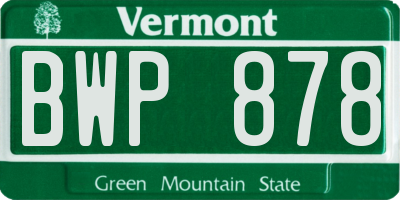 VT license plate BWP878