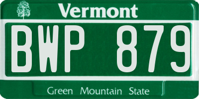 VT license plate BWP879