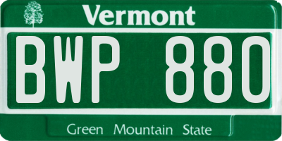 VT license plate BWP880