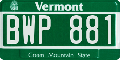 VT license plate BWP881