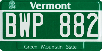 VT license plate BWP882
