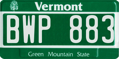 VT license plate BWP883