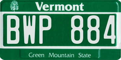VT license plate BWP884