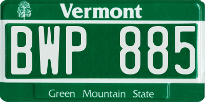 VT license plate BWP885