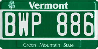 VT license plate BWP886