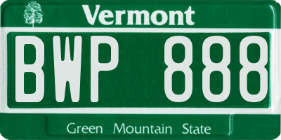 VT license plate BWP888