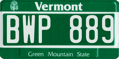 VT license plate BWP889
