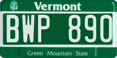VT license plate BWP890
