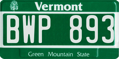 VT license plate BWP893