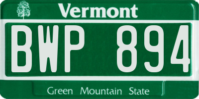 VT license plate BWP894