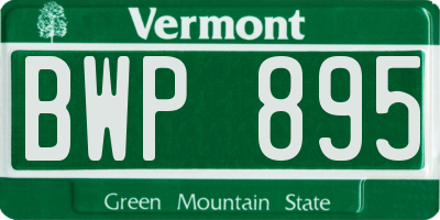 VT license plate BWP895