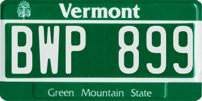 VT license plate BWP899