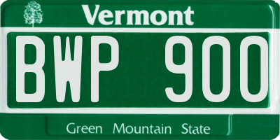 VT license plate BWP900