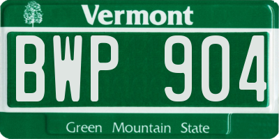 VT license plate BWP904