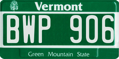 VT license plate BWP906