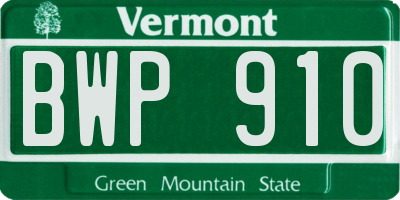 VT license plate BWP910