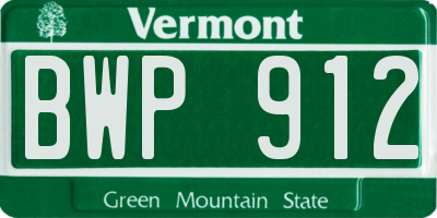 VT license plate BWP912