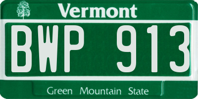 VT license plate BWP913