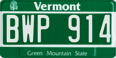 VT license plate BWP914
